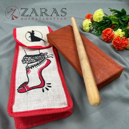 Bharatanatyam Dance Instruments - Thattu Manai Set / Thattu Kali &Jute Bag Combo PATAK Wood image 3