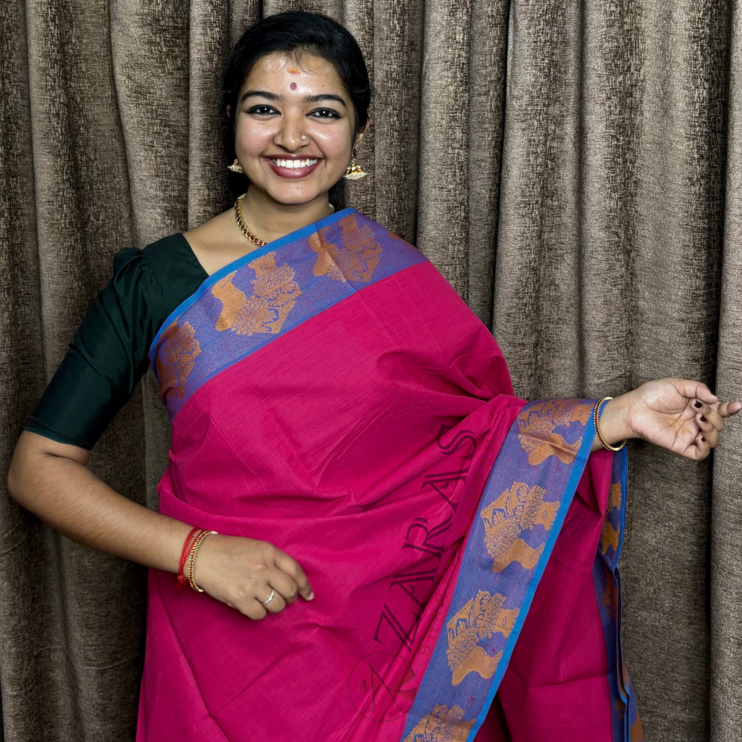 Bharatanatyam Dance Practice Saree - Pink Mus Salangai Border image 0