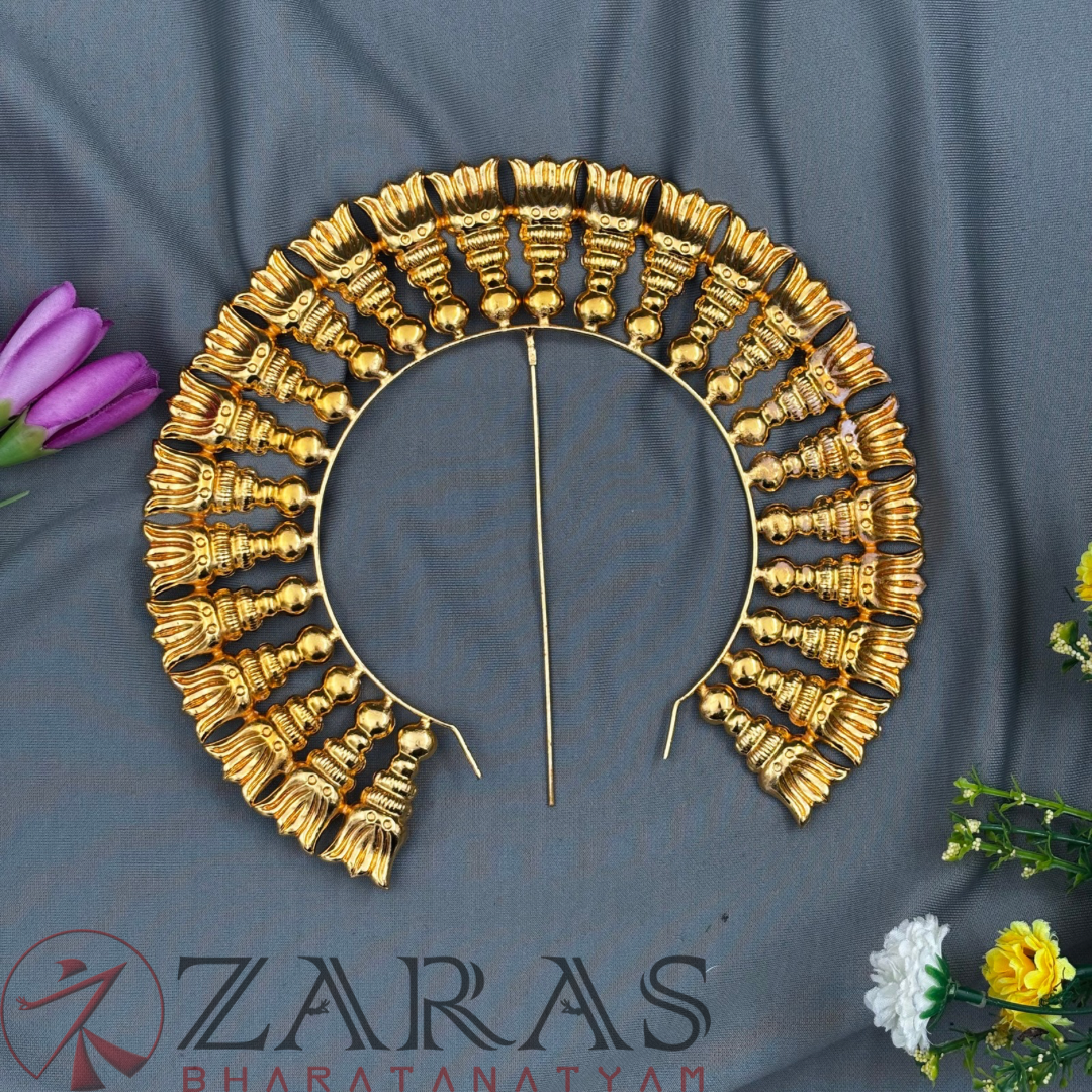 Bharatanatyam Dance Jewellery - Flower Gold Head Arch (Length: 7 inch; Dia: 8 1/2 inch) image 0