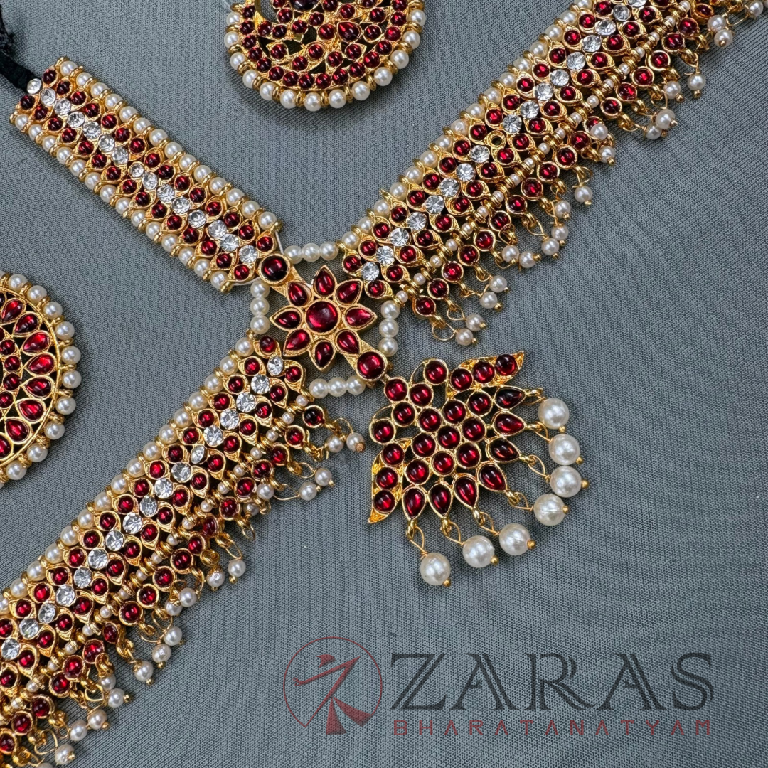 Bharatanatyam Dance Jewellery - Headset S Leaf RG Kemp Beads CS image 2