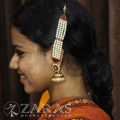 Bharatanatyam Dance Jewellery - 4L Balls Maatal Red Kemp image 1