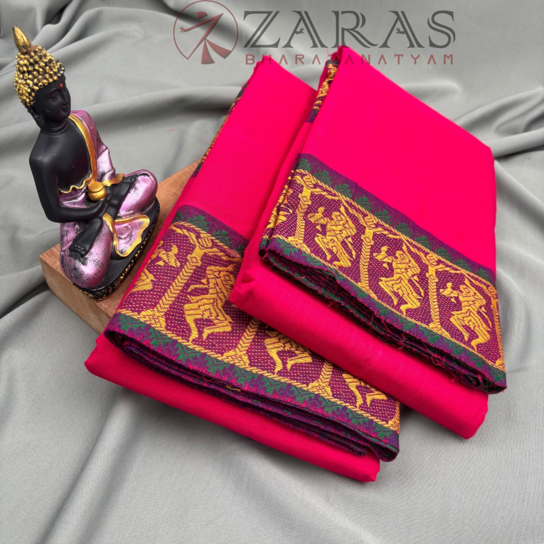 Bharatanatyam Dance Practice Saree - Pink with Mus Doll Border image 2