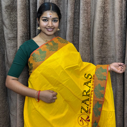 Bharatanatyam Dance Practice Saree - L Yellow Green Salangai Border image 0