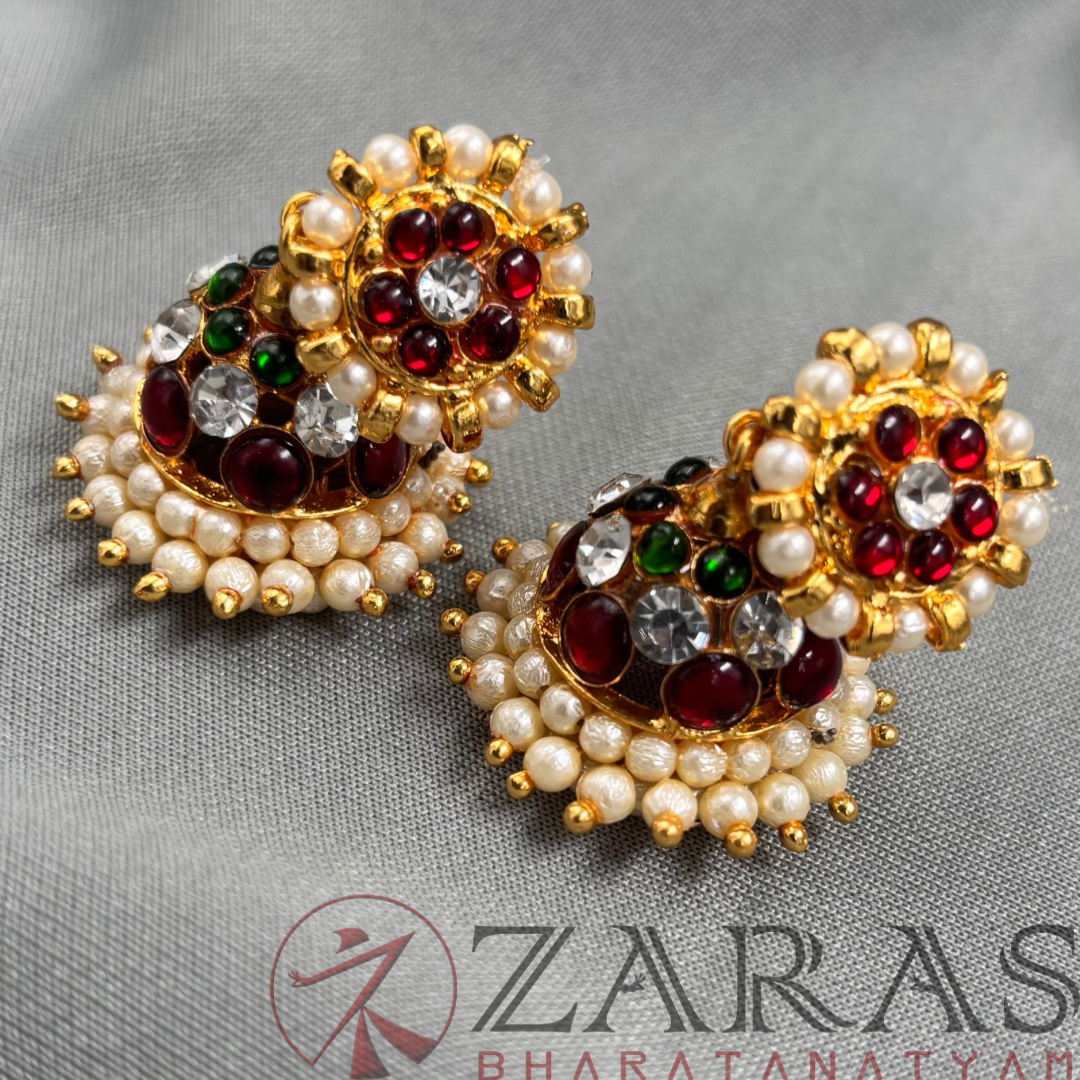 Bharatanatyam Dance Jewellery - Jimiki with Kammal 3L Kemp RG CS (Small) image 2