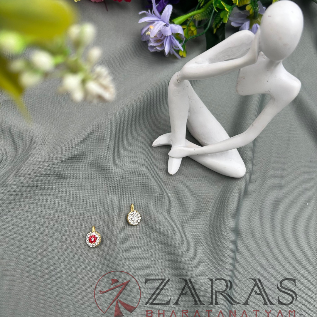 Bharatanatyam Dance Jewellery - Nose Pin White & Red Stone (Set of 2 Pcs) image 3
