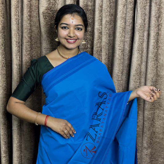 Bharatanatyam Dance Practice Saree - L Blue With Vio Bl Plain Border image 0