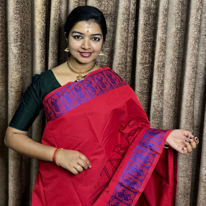 Bharatanatyam Dance Practice Saree - Red Vio Blu Doll Border image 0