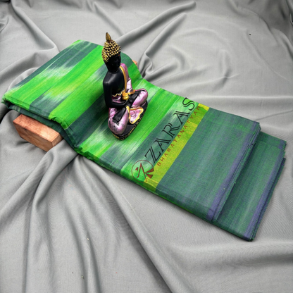 Bharatanatyam Dance Practice Saree - Green DS Purple Mixed Ikkat Border image 1