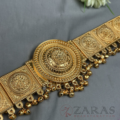 Bharatanatyam Dance Jewellery - Flower Gold Hip Belt (Ottiyanam) image 1