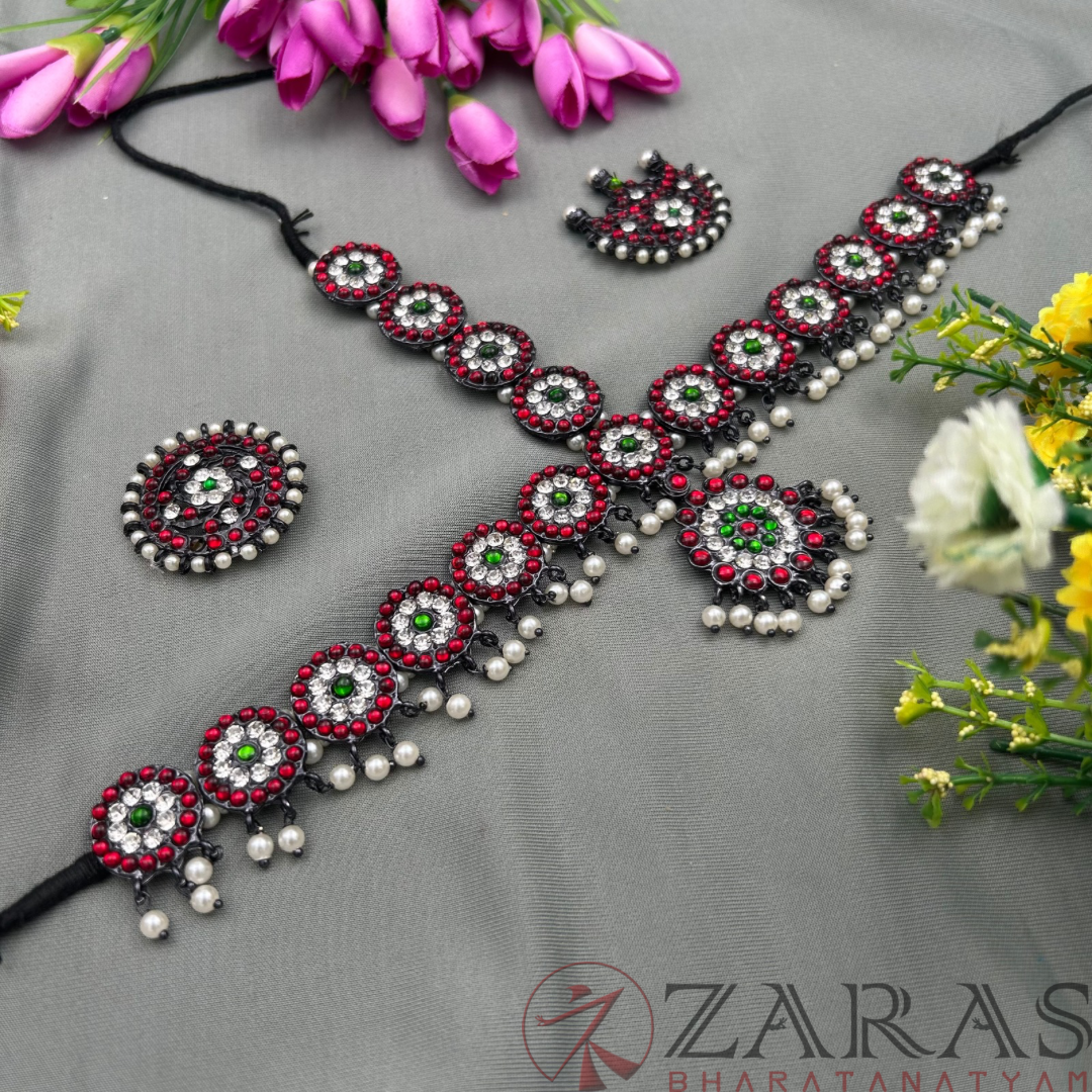 Bharatanatyam Dance Jewellery Black - Headset Round Beads RG Kemp CS image 1