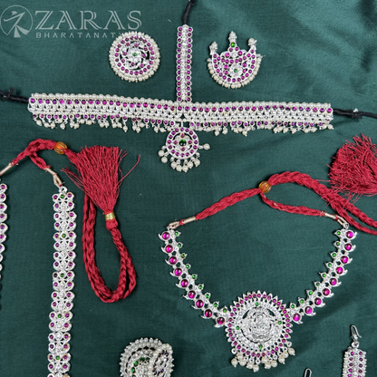 Bharatanatyam Dance Silver Jewellery - Nadaraj Full Set Kemp RGS image 1