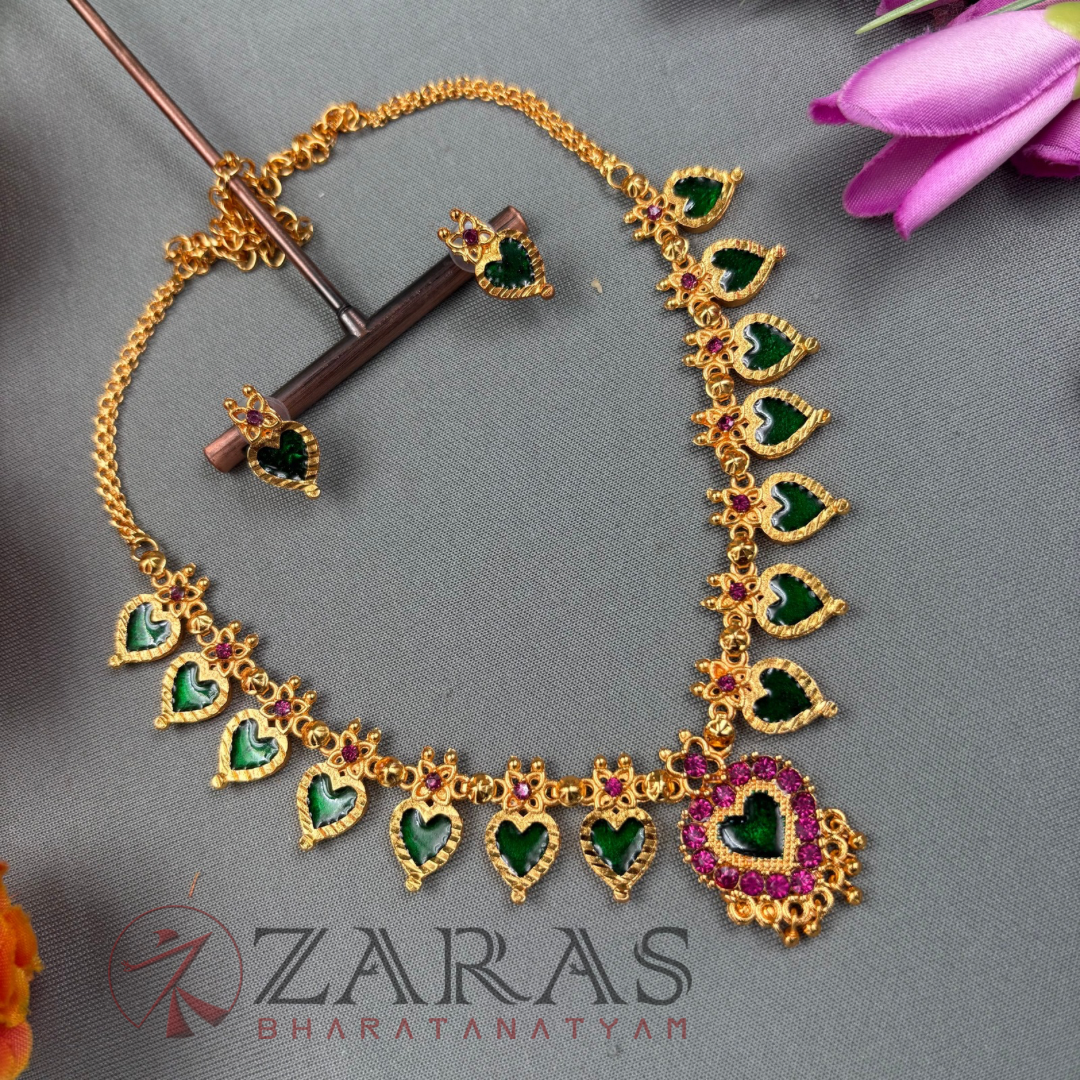 Bharatanatyam Dance Jewellery Necklace - V Enamal with Kammal image 0