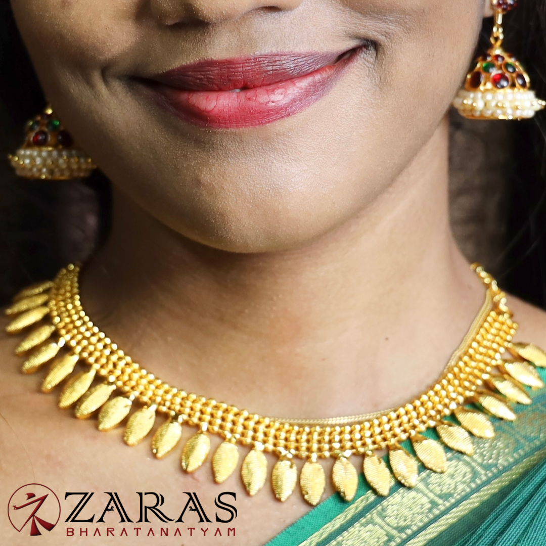 Bharatanatyam Dance Jewellery - Necklace Full Gold Leaf Design image 0