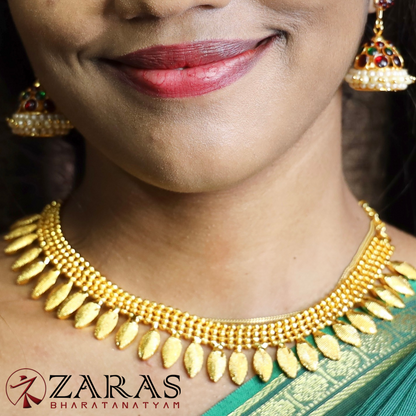 Bharatanatyam Dance Jewellery - Necklace Full Gold Leaf Design image 0