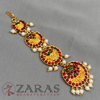 Bharatanatyam Dance Jewellery - MO 4S Red Green Kemp Netti Chutti image 3
