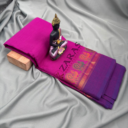 Bharatanatyam Dance Practice Saree - Purple Small Peacock Border image 1