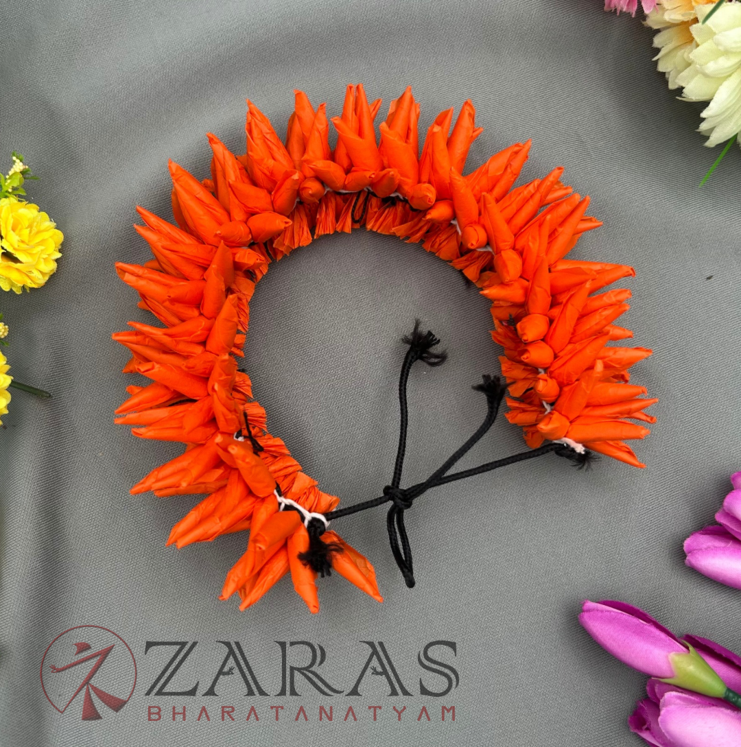 Bharatanatyam Dance Paper Flower - Full Orange Individual Sharp Paper (5 Line) image 0