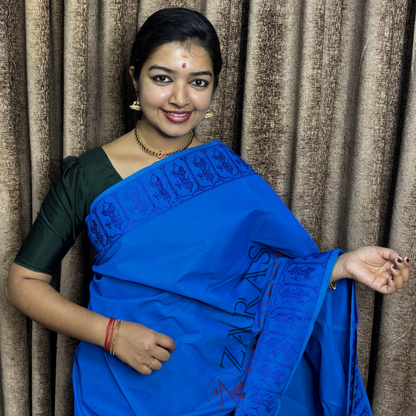 Bharatanatyam Dance Practice Saree - Blue D Blue Doll Border image 0