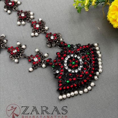 Bharatanatyam Dance Jewellery Black - Thilagam Design RG Kemp CS Short Haaram image 0