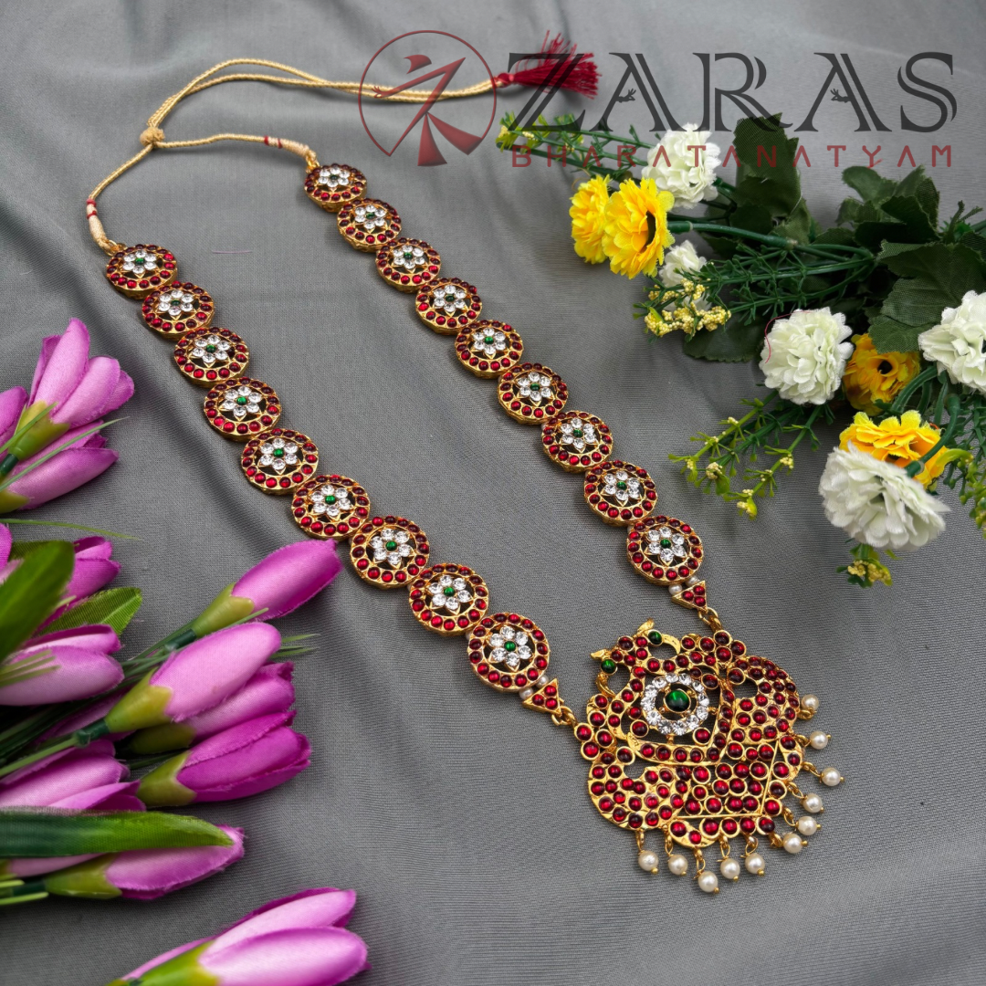 Bharatanatyam Dance Jewellery - Haaram Round & Peacock RG Kemp CS image 1