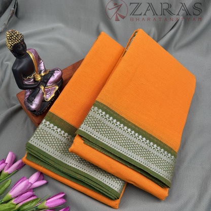 Bharatanatyam Dance Practice Saree - M Yellow with Green Gopuram Border image 1