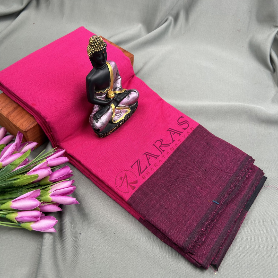 Bharatanatyam Dance Practice Saree - Pink with Purple Plain Border image 0