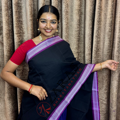 Bharatanatyam Dance Practice Saree - Black with Purple S Gopuram Diamond image 0