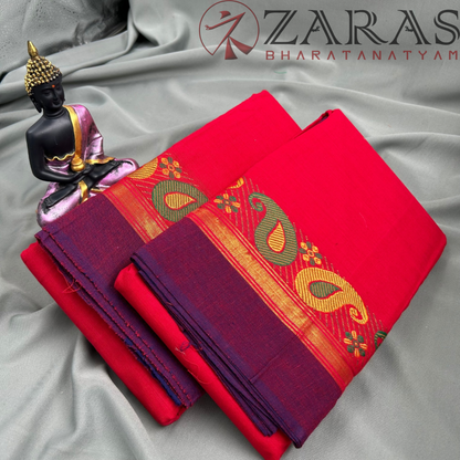 Bharatanatyam Dance Practice Saree - Red Violet Manga Border image 2