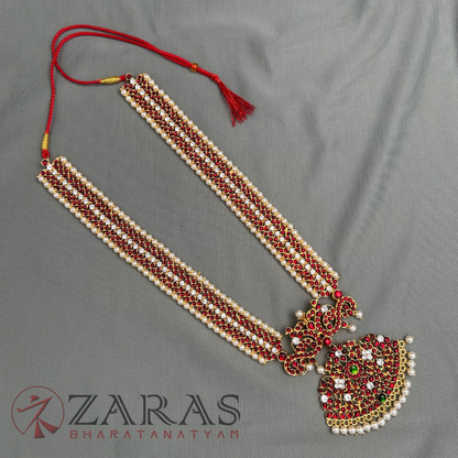 Bharatanatyam Dance Jewellery - Haaram Red Kemp CS Me Pen S image 2