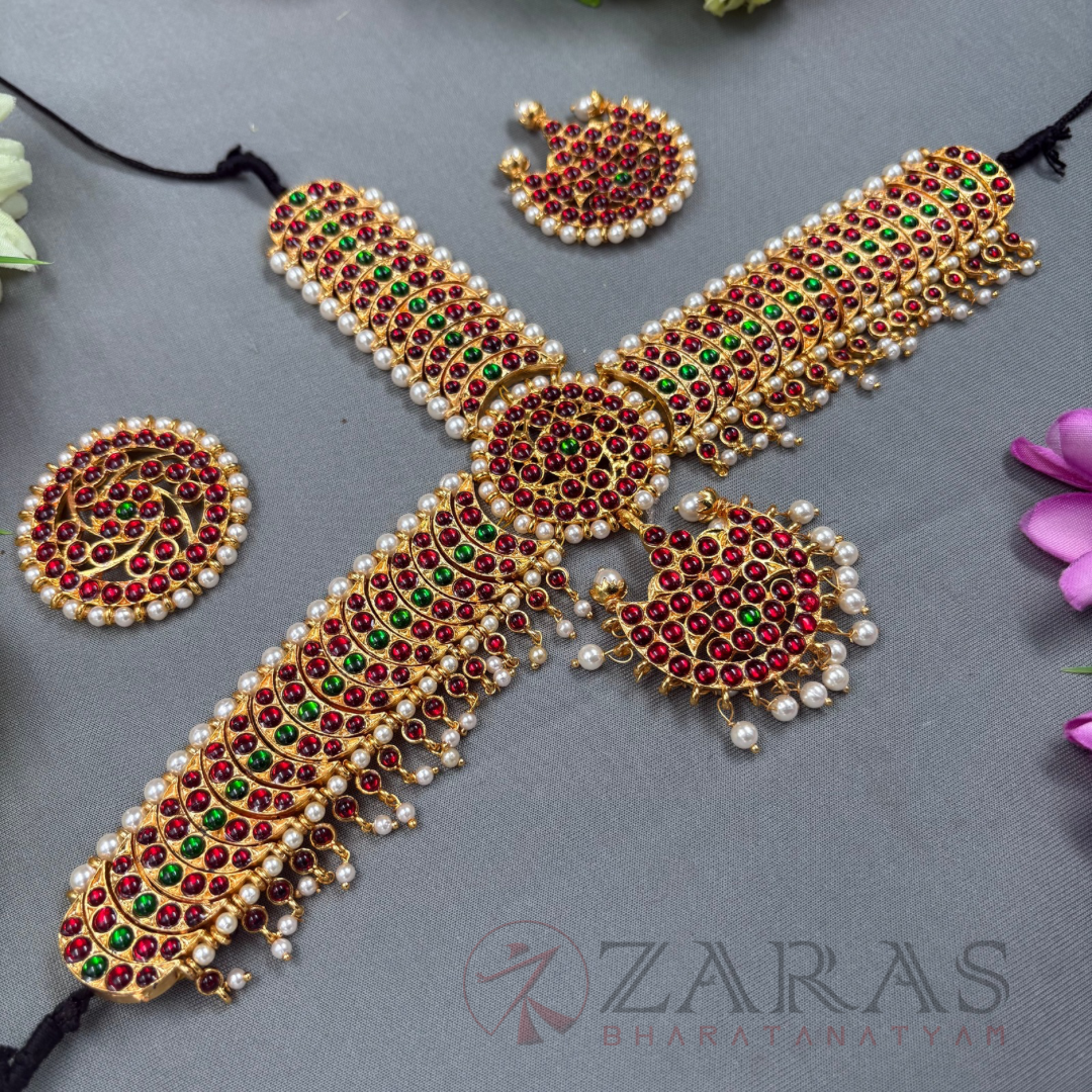 Bharatanatyam Dance Jewellery - Headset Sun Moon RG Kemp Beads CS image 1