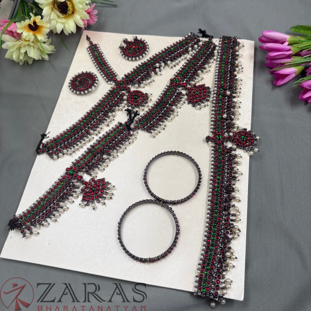 Bharatanatyam Dance Jewellery Black - Sow Full Set Kemp Balls RGSl image 1