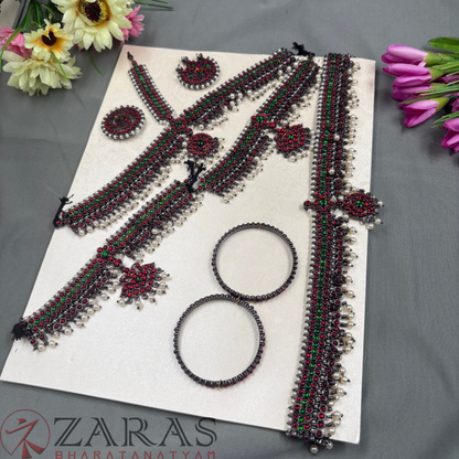 Bharatanatyam Dance Jewellery Black - Sow Full Set Kemp Balls RGSl image 1