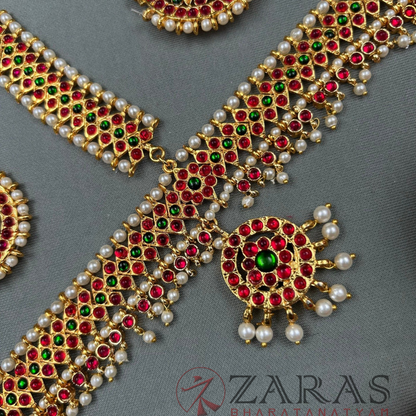 Bharatanatyam Dance Jewellery - Headset Round V PG Kemp Beads CS image 2