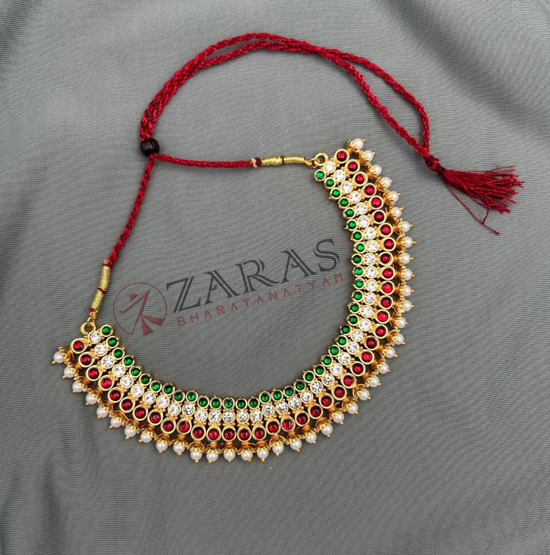 Bharatanatyam Dance Jewellery - Necklace 3 St RG Kemp CS with pearls image 1