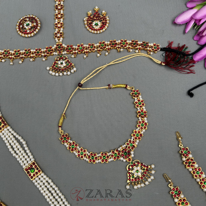 Bharatanatyam Dance Jewellery - Flower Full Set RG Kemp FL image 2