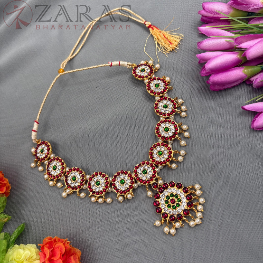 Bharatanatyam Dance Jewellery Necklace - Round Flower CS RG Kemp image 0