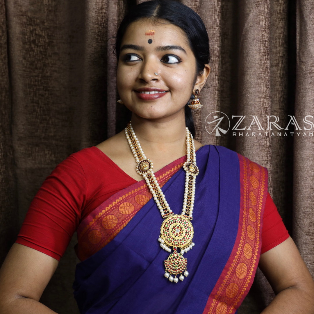 Bharatanatyam Dance Jewellery - Haaram Si kemp Ba Pe Round image 1