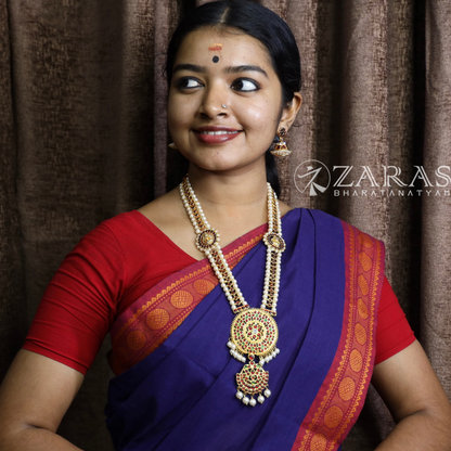 Bharatanatyam Dance Jewellery - Haaram Si kemp Ba Pe Round image 1