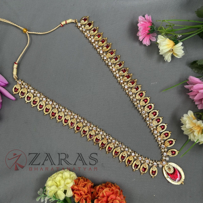 Bharatanatyam Dance Jewellery - Flower Enamel Red Kemp CS image 0