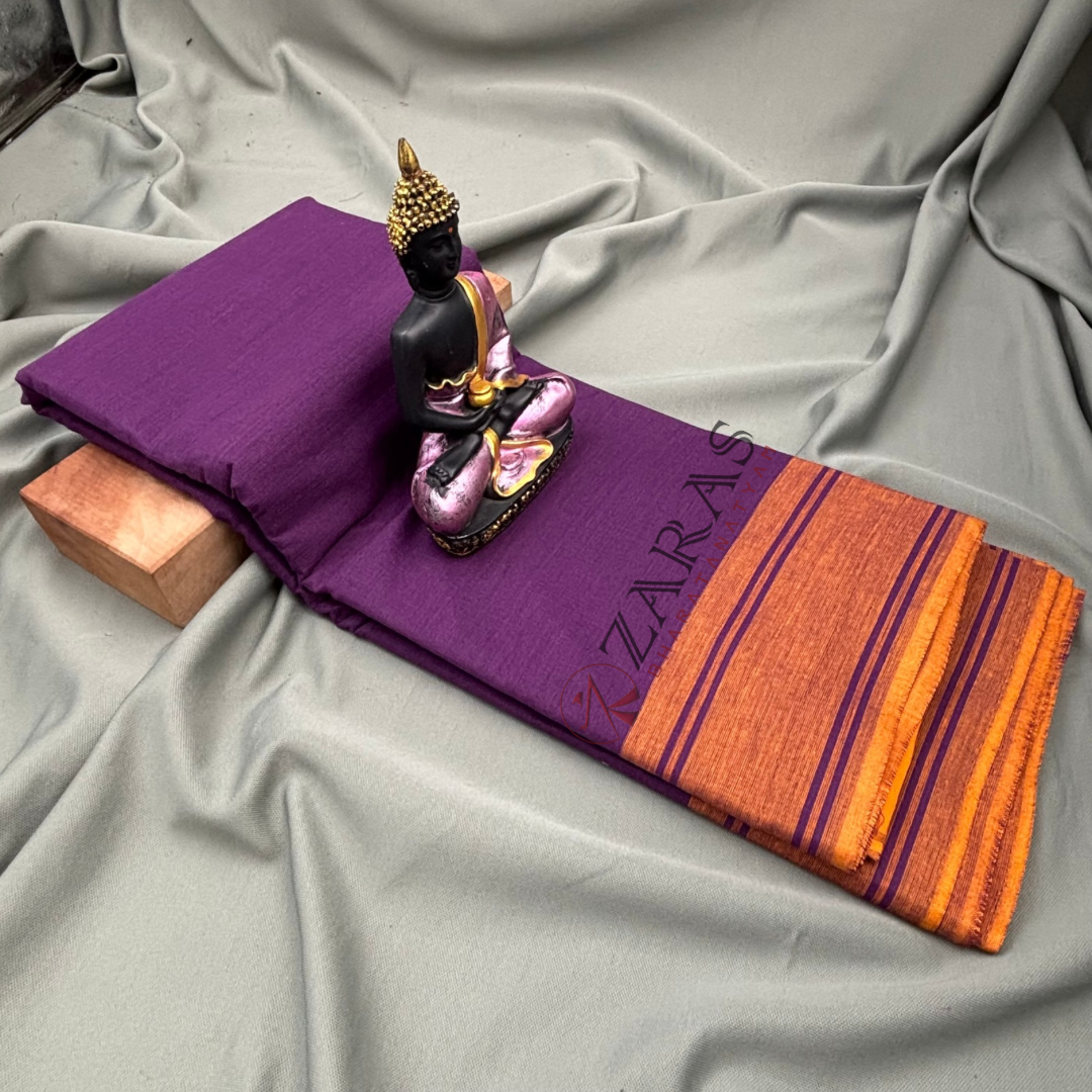 Bharatanatyam Dance Practice Saree - Violet With Mus Plain Border image 1