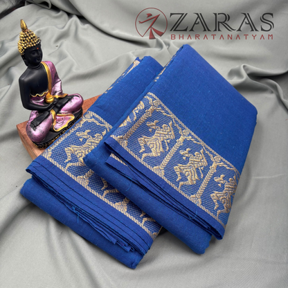 Bharatanatyam Dance Practice Saree -  Blue Silver Doll Border image 2