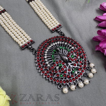 Bharatanatyam Dance Jewellery Black - 4 L Peacock RG Kemp CS Beads image 2