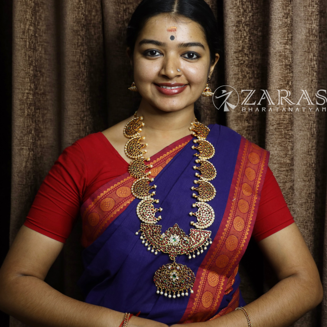 Bharatanatyam Dance Jewellery - 5 Step Moon with peacock RG Kemp Haaram image 1