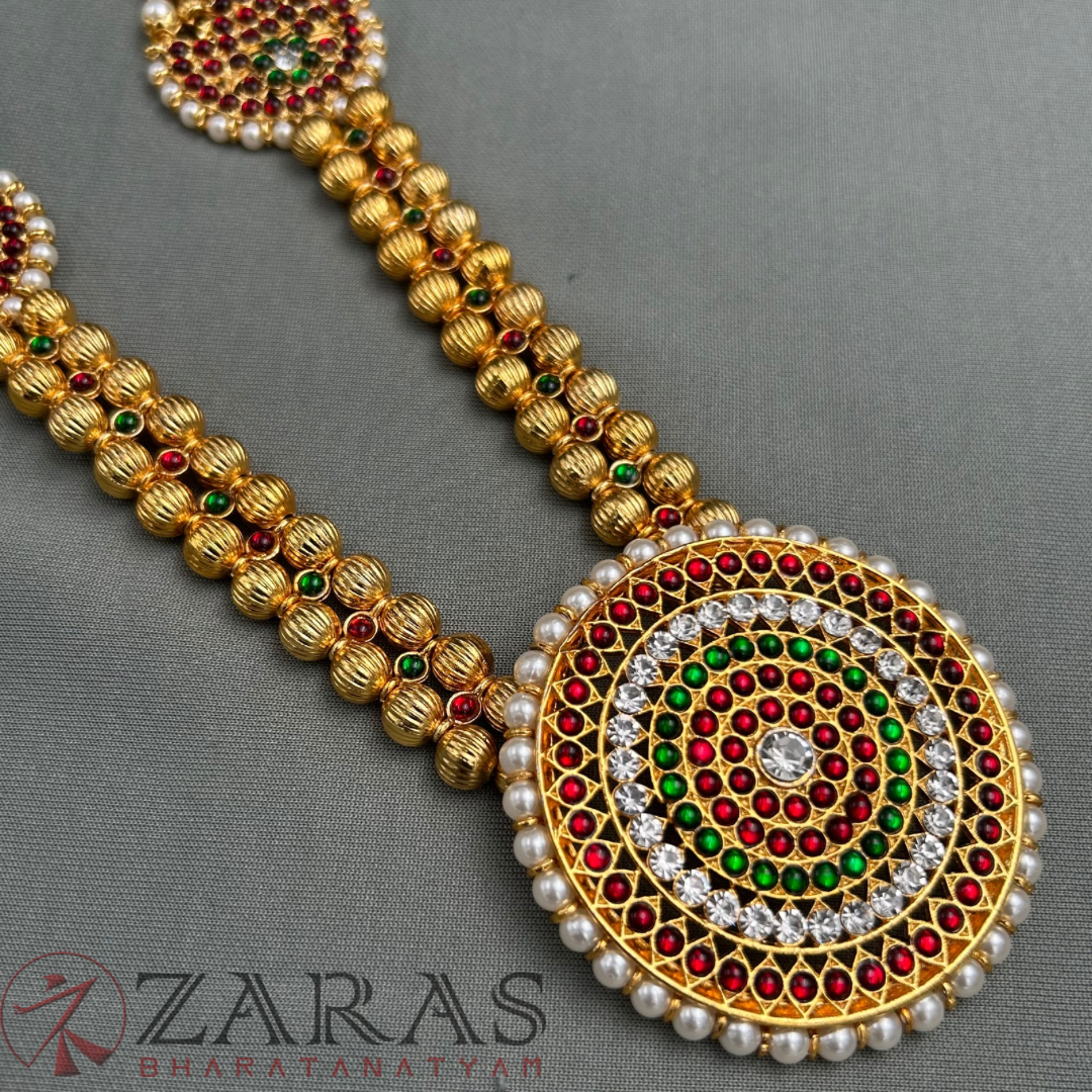 Bharatanatyam Dance Jewellery - Gold Balls 2L Round Kemp Haaram image 3