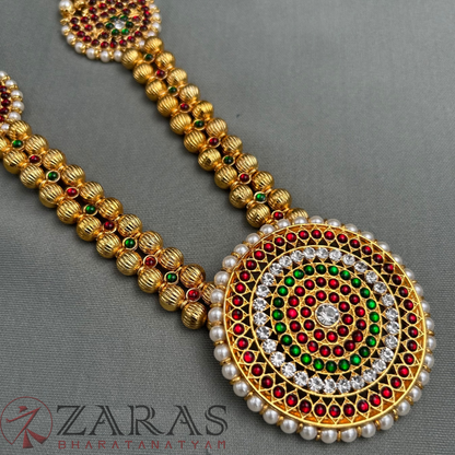 Bharatanatyam Dance Jewellery - Gold Balls 2L Round Kemp Haaram image 3