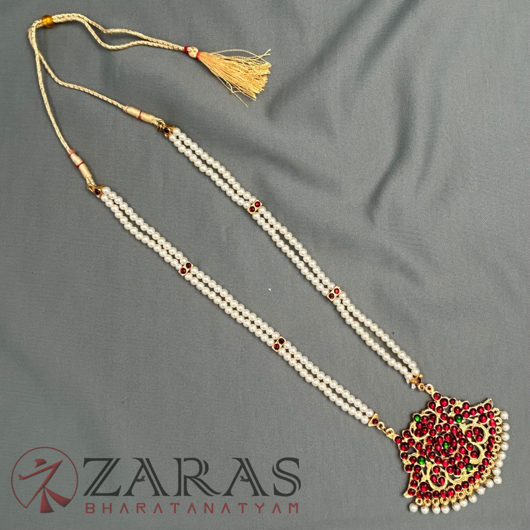 Bharatanatyam Dance Jewellery - 2 Line Beads RG Kemp Pe Padakam (Muthu Maalai) image 2