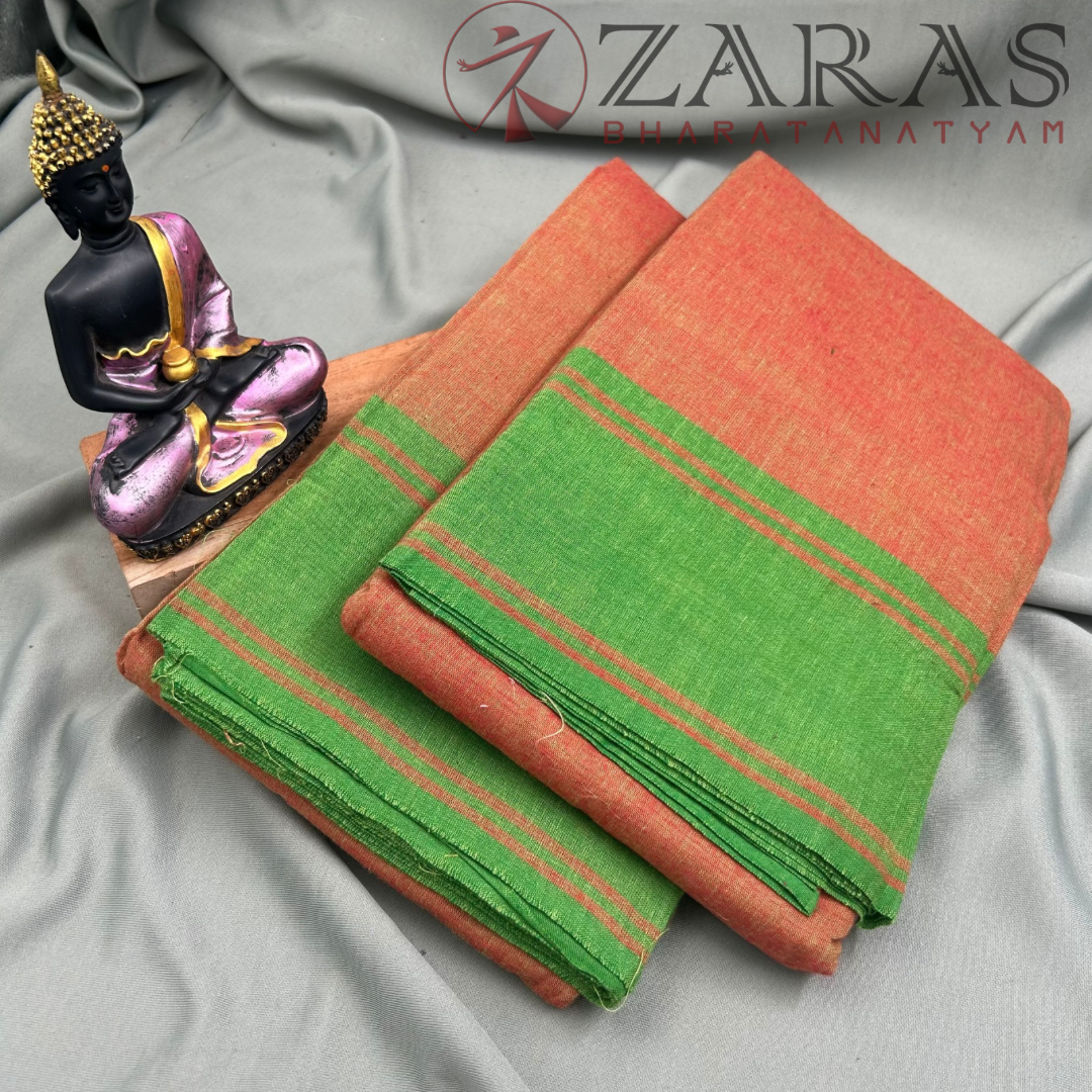 Bharatanatyam Dance Practice Saree - Brown with Green Plain Border image 1