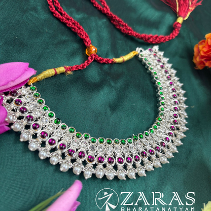 Bharatanatyam Dance Silver Jewellery - S Round Design Necklace PG Kemp CS image 2
