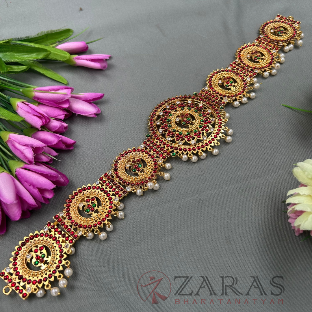 Bharatanatyam Dance Jewellery - Round Flower Hip Belt RG Kemp CS (Ottiyanam) image 1