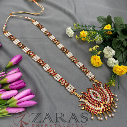 Bharatanatyam Dance Jewellery - Haaram Beads & Lotus RG Kemp CS image 2